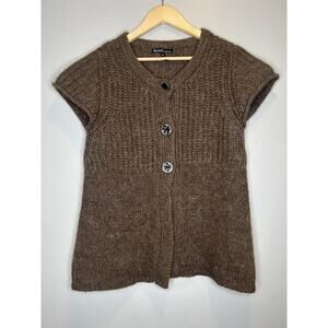 Berretti Brown Cable Italian Wool Appaca Sweater Buttton Cardigan SZ Medium